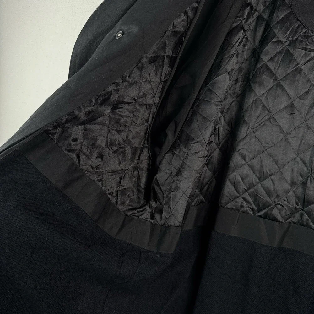 Ralph Lauren Black Trench Coat OverCoat Quilted Cotton Blend Lined Insulated 48R